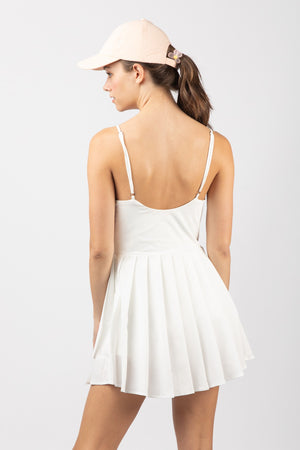 Pleated Activewear Cami Dress w/ Shorts Lining