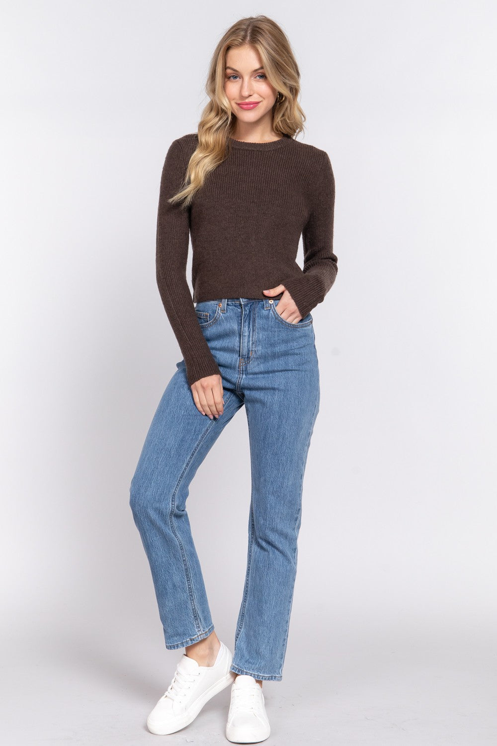 LONG SLEEVE CREW NECK SWEATER TOP