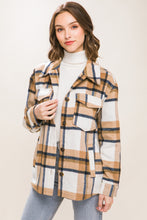 Load image into Gallery viewer, Wool Blend Plaid Button Up Shacket
