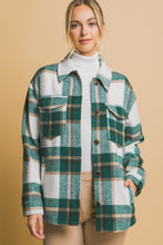 Load image into Gallery viewer, Wool Blend Plaid Button Up Shacket