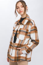 Load image into Gallery viewer, Wool Blend Plaid Button Up Shacket