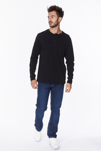 Henley Long Sleeve Cotton T-Shirt