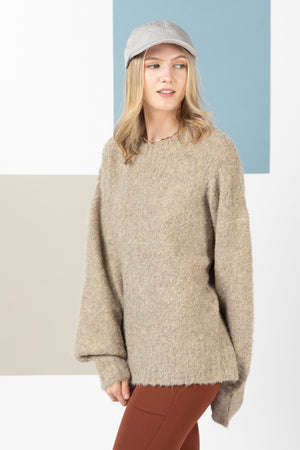 Solid Fuzzy Cozy Knit Sweater Top