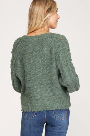 LONG SLEEVE V NECK BUTTON DOWN CARDIGAN