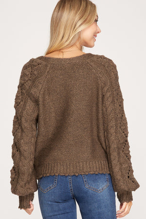 LONG SLEEVE V NECK BUTTON DOWN CARDIGAN