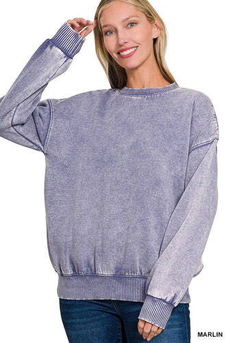 ACID WASH FLEECE OVERSIZED PULLOVER