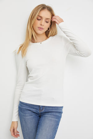 ROUND NECK L/S KNIT TOP