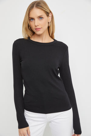 ROUND NECK L/S KNIT TOP
