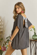 Load image into Gallery viewer, ROUND NECK OPEN BACK DRAWSTRING LOOSE FIT TOP