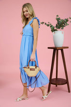Load image into Gallery viewer, RUFFLE DETAIL EMPIRE WAIST SLEEVELESS MIDI DRESS