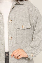 Load image into Gallery viewer, LONG SLEEVE BUTTON DOWN BRUSHED WAFFLE SHACKET