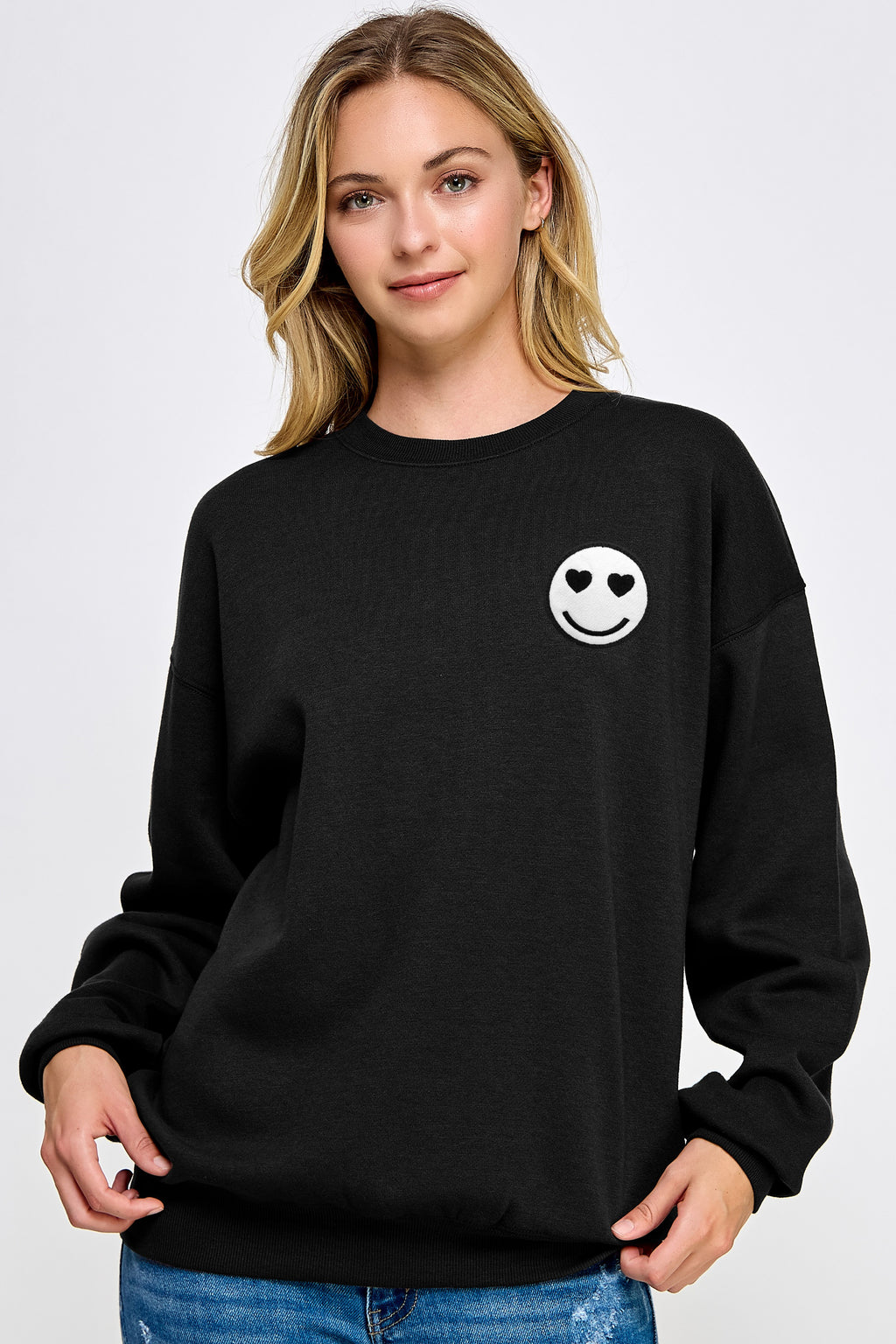 FLEECE RELAXED FIT OVERSIZED SWEATSHIRT WITH PATCH