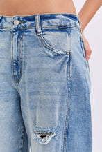 Load image into Gallery viewer, Mid-Waisted Barrel Jeans with Side Panels