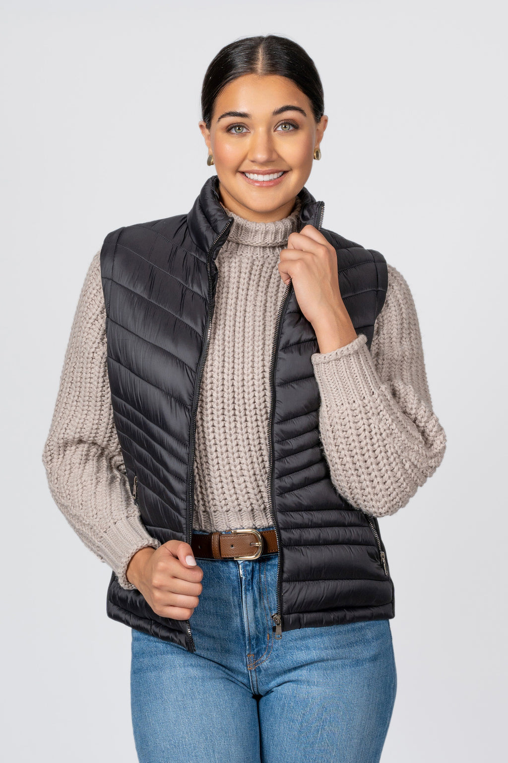 CHEVRON QUILTED PUFFER VEST