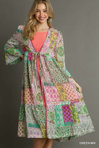 Lurex Metallic Tie Front Kimono