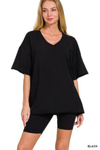 Load image into Gallery viewer, Cotton V-neck Top &amp; Biker Shorts Set