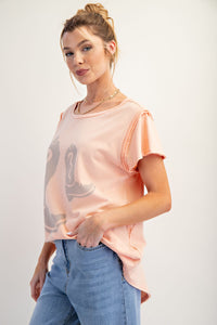 Boots Print Mineral Washed Cotton Jersey Knit Top
