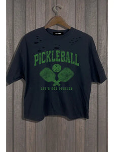 Die Cut Let's Get Pickled Pickleball Graphic Crop Tee