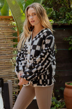 Load image into Gallery viewer, Checkered V Neck Button Down Fleece Jacket
