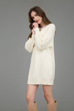 Load image into Gallery viewer, Half Button Long Sleeve Mini Sweater Dress