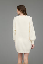 Load image into Gallery viewer, Half Button Long Sleeve Mini Sweater Dress