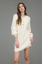 Load image into Gallery viewer, Half Button Long Sleeve Mini Sweater Dress
