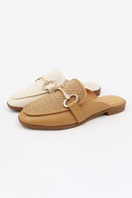Load image into Gallery viewer, WOVEN MULE FLATS WITH  CHAIN DETAIL