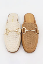 Load image into Gallery viewer, WOVEN MULE FLATS WITH  CHAIN DETAIL