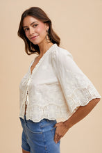 Load image into Gallery viewer, Floral Embroidery Tie Front Blouse