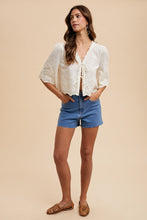 Load image into Gallery viewer, Floral Embroidery Tie Front Blouse