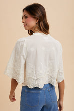 Load image into Gallery viewer, Floral Embroidery Tie Front Blouse