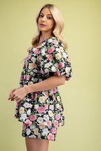 Load image into Gallery viewer, Floral Puff Sleeve Skort-like Romper
