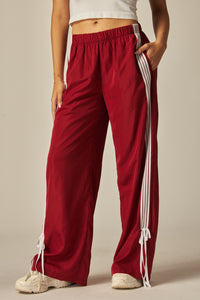 Side Striped Ribbon Tie Track Pants
