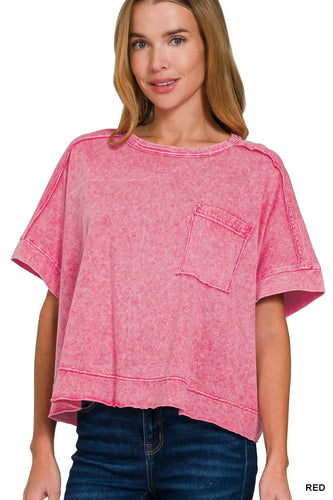 HALO SNOW WASHED  OVERSIZED CROP BOX TEE