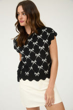 Load image into Gallery viewer, Bow Pattern Short Sleeve Side Tie Knit Pullover