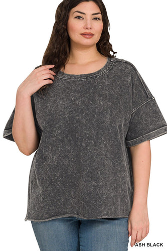 Plus French Terry Acid Washed Tee Shirts