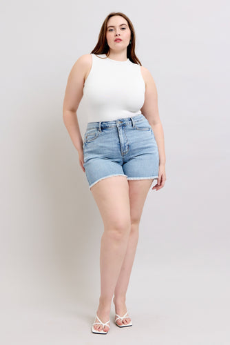 Hw Tummy Control Light Destroy & Fray Hem Shorts