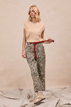 Load image into Gallery viewer, Braided Waist Belt Patch Leopard Print Pants
