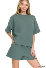 Load image into Gallery viewer, Ribbed Round Neck Waist Banded Tee &amp; Shorts Set