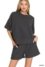 Load image into Gallery viewer, Ribbed Round Neck Waist Banded Tee &amp; Shorts Set