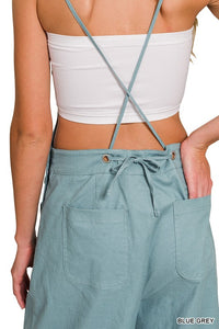 Woven Spaghetti Strap Overalls