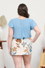 Load image into Gallery viewer, Plus Ladder Lace Trim Front Tie Ruffle Sleeve Top