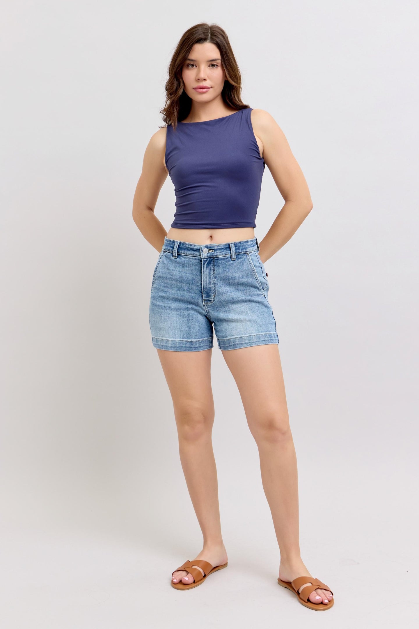 Denim Trouser Shorts