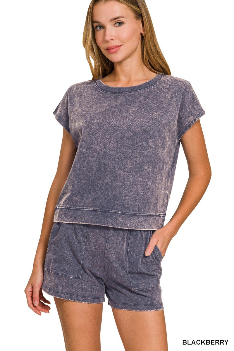 Premium Cotton Washed Sleeveless Top & Shorts Set