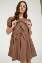 Load image into Gallery viewer, Front Tie Short Puff Sleeve Babydoll Mini Dress