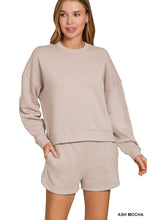 Load image into Gallery viewer, Fleece Long Sleeve Sweatshirts &amp; Shorts Set