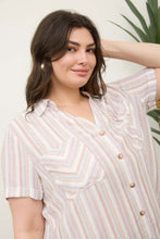 Load image into Gallery viewer, Multicolor Stripe Short Sleeve Button Down