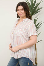 Load image into Gallery viewer, Multicolor Stripe Short Sleeve Button Down