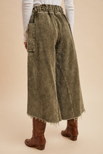 Load image into Gallery viewer, Mineral Wash Cropped Fray Hem Corduroy Wide Pants
