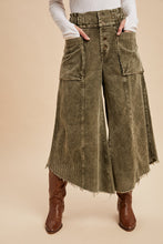 Load image into Gallery viewer, Mineral Wash Cropped Fray Hem Corduroy Wide Pants